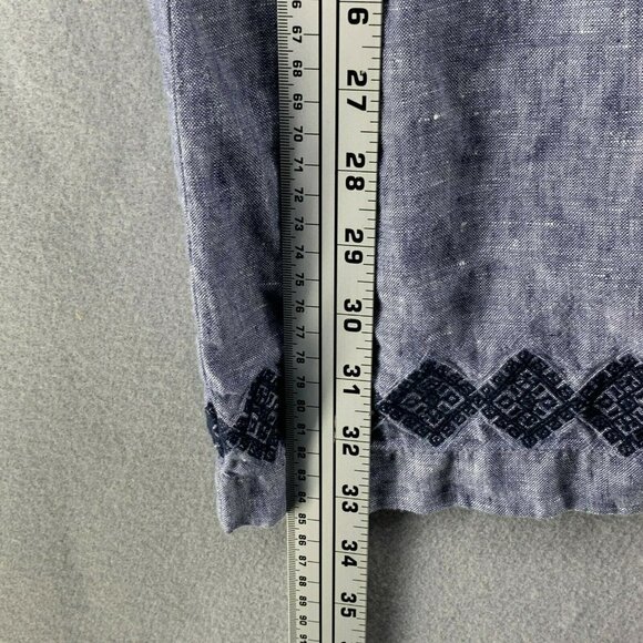 Artisan 100% Linen Embroidered Shift Dress Womens 4 Boho Hippie Beach Wedding - Picture 10 of 12